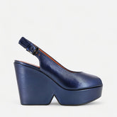 WEDGES - DYLAN, blue metal - Clergerie Paris - USA