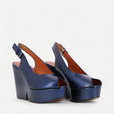 WEDGES - DYLAN, blue metal - Clergerie Paris - USA