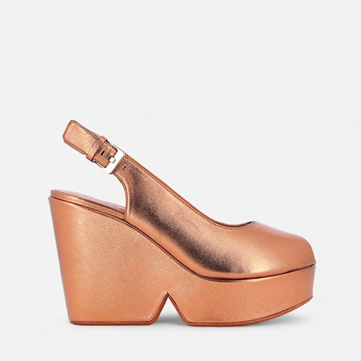 WEDGES - DYLAN, metallic longan - Clergerie Paris - USA