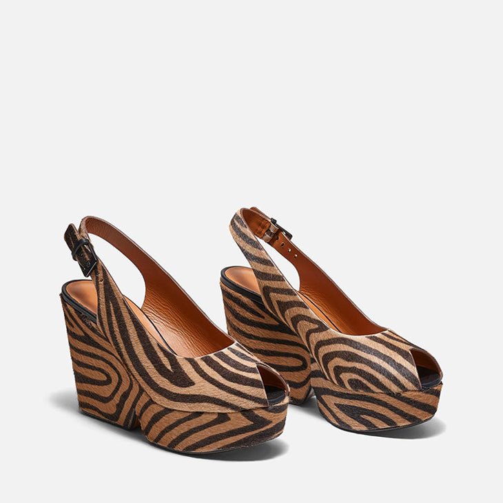 WEDGES - DYLAN, pony tiger effect - Clergerie Paris - USA