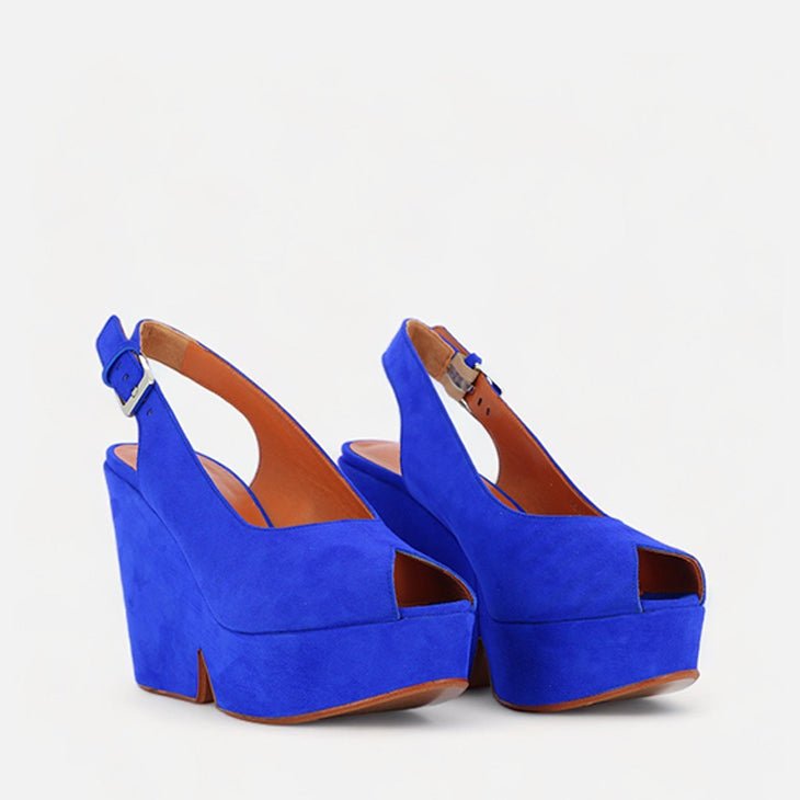 WEDGES - DYLAN, suede blue - Clergerie Paris - USA