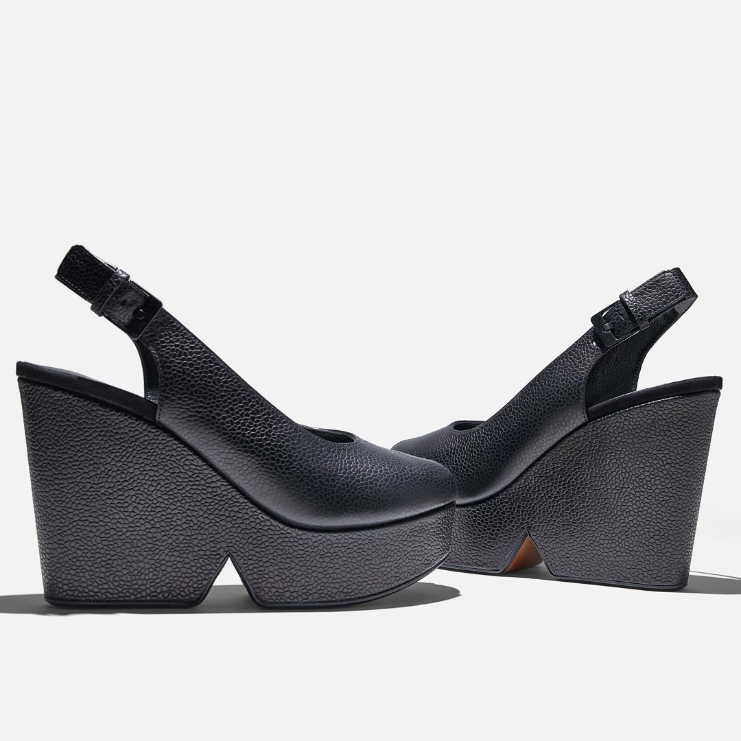 WEDGES - DYLAN wedges, black caviar calfskin - DYLAN8BLKCAVM340 - Clergerie Paris - USA