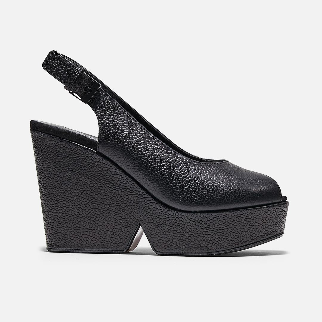 WEDGES - DYLAN wedges, black caviar calfskin - DYLAN8BLKCAVM340 - Clergerie Paris - USA