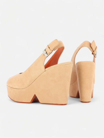 WEDGES - DYLAN wedges, goatskin beige || OUTLET - DYLAN1BEGSUDM350 - Clergerie Paris - USA