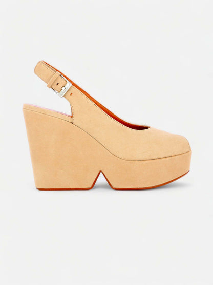 WEDGES - DYLAN wedges, goatskin beige || OUTLET - DYLAN1BEGSUDM350 - Clergerie Paris - USA