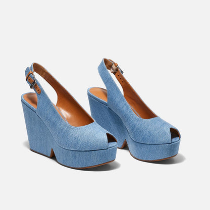 WEDGES - DYLAN wedges, pacific blue jean || OUTLET - DYLANJBLUDENM350 - Clergerie Paris - USA