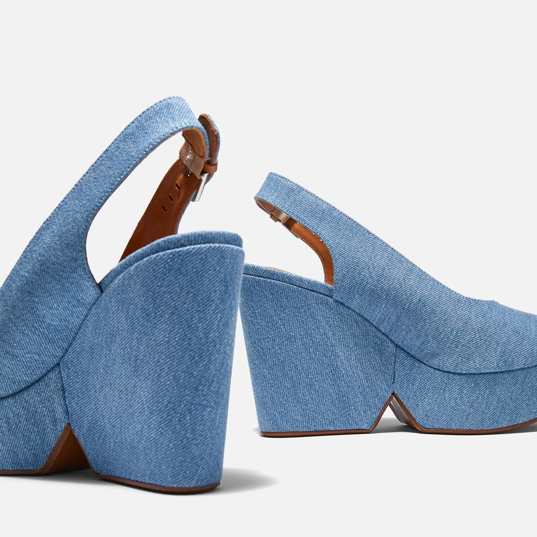 WEDGES - DYLAN wedges, pacific blue jean || OUTLET - DYLANJBLUDENM350 - Clergerie Paris - USA