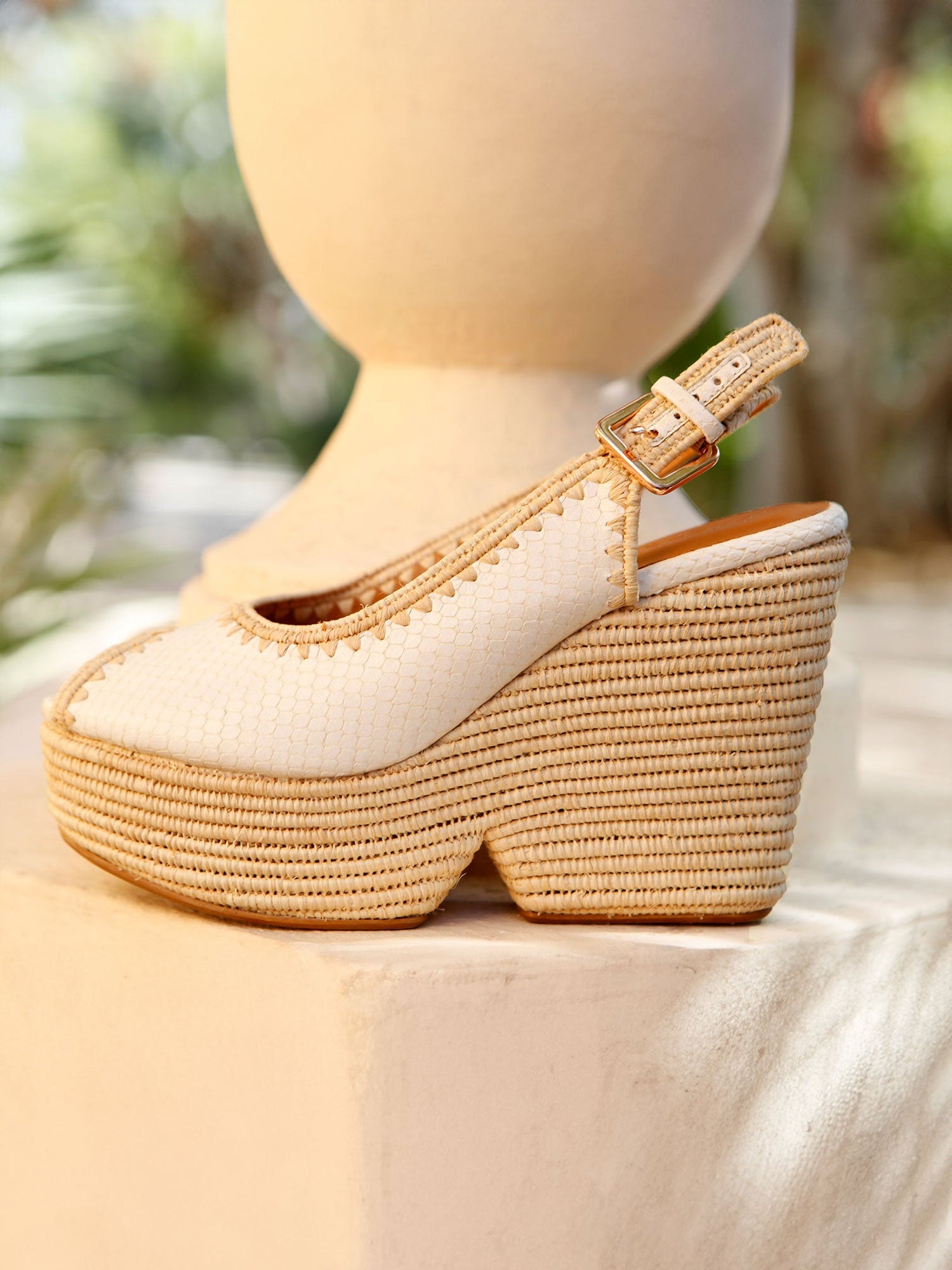 WEDGES - DYLAN wedges, white python effect - DYLANSRCHIDCAM350 - Clergerie Paris - USA