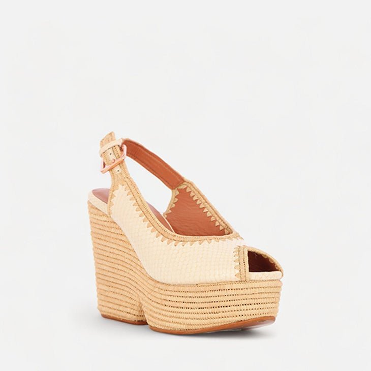 WEDGES - DYLAN, white python effect - Clergerie Paris - USA