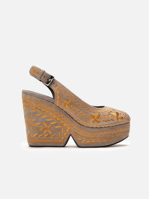 WEDGES - DYLYA, suede stone - Clergerie Paris - USA