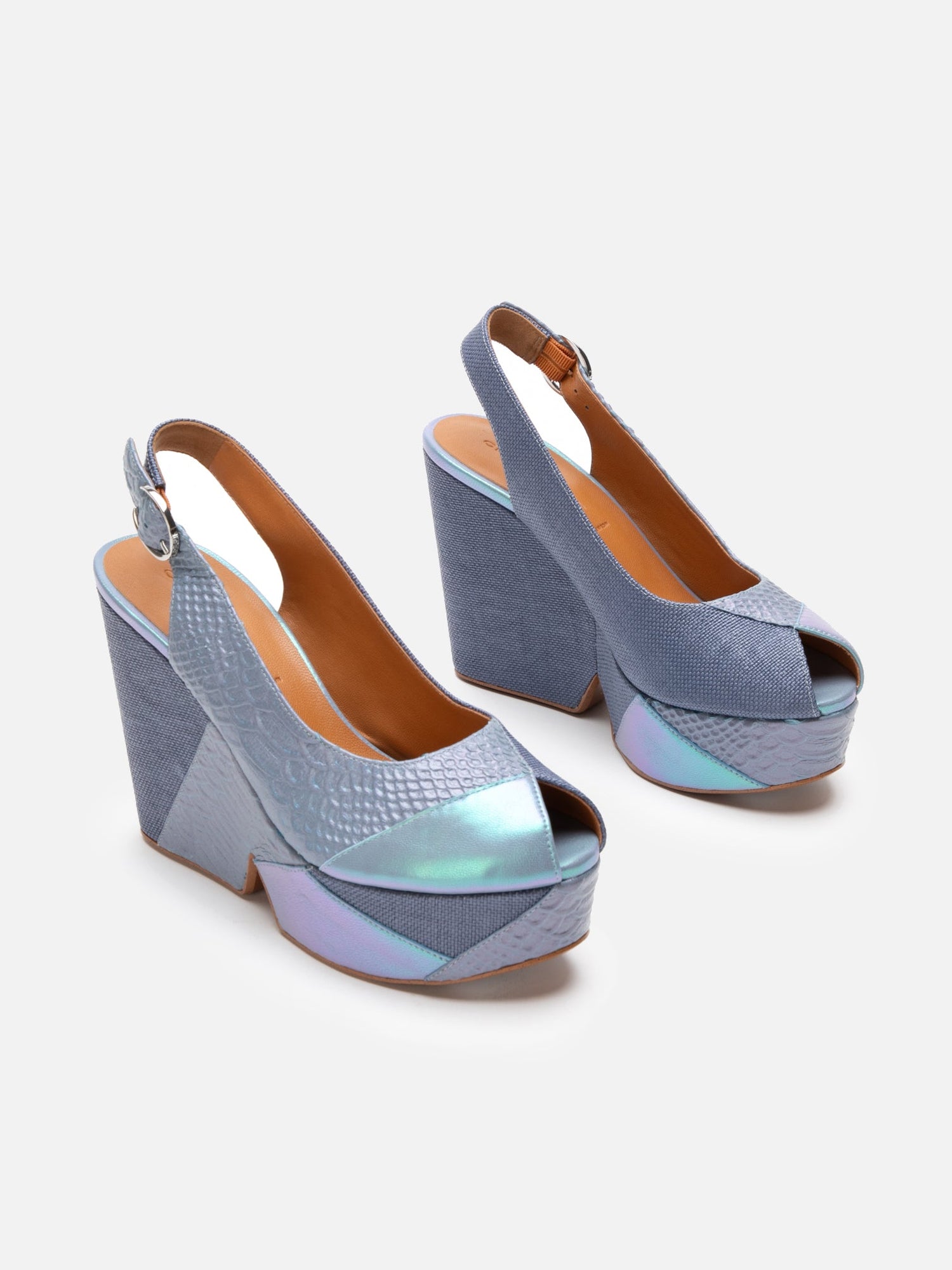 WEDGES - DYLYS, azure iridescent - Clergerie Paris - USA
