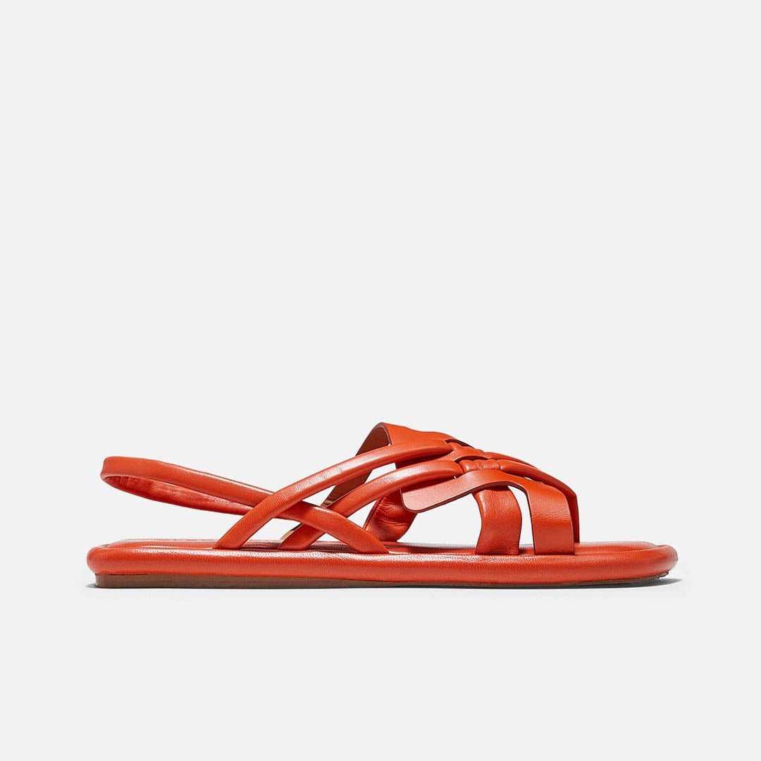 SANDALS - EDA sandals, coral red calfskin || OUTLET - Clergerie Paris - USA