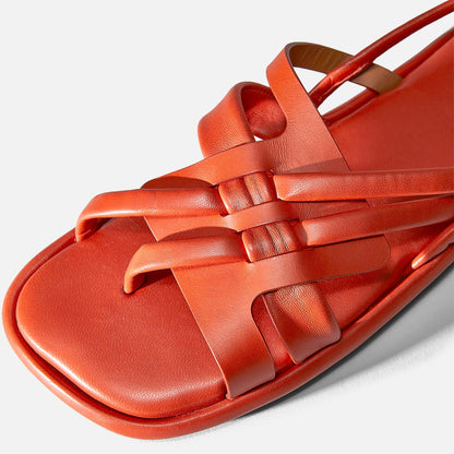 SANDALS - EDA sandals, coral red calfskin || OUTLET - Clergerie Paris - USA