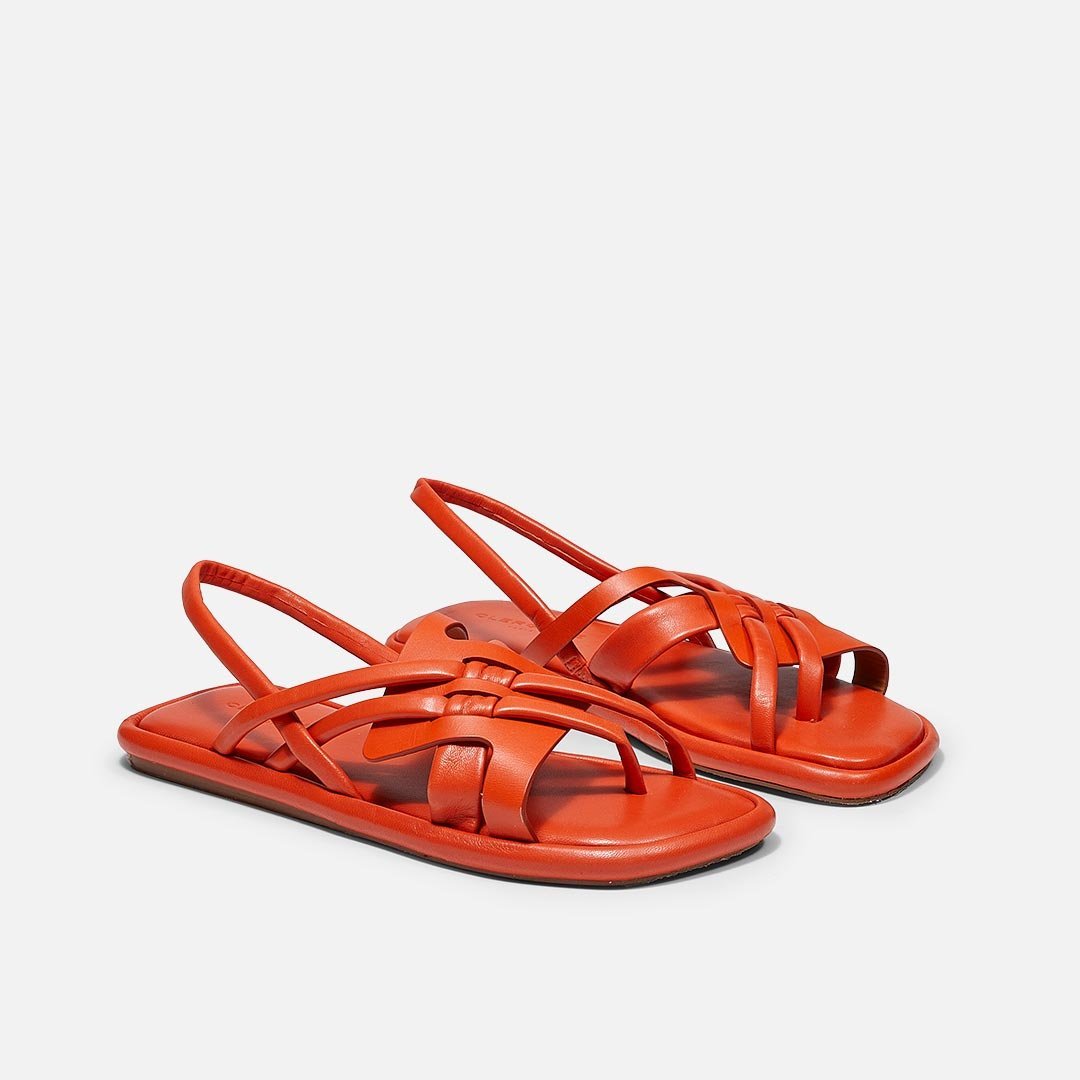 SANDALS - EDA sandals, coral red calfskin || OUTLET - Clergerie Paris - USA