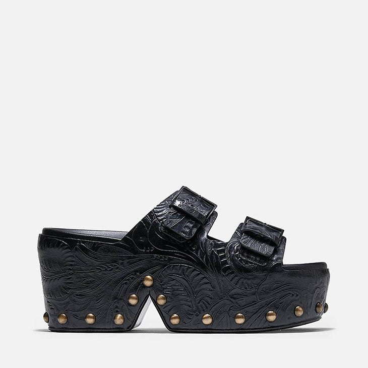 MULES - ESAB, black embossed - Clergerie Paris - USA