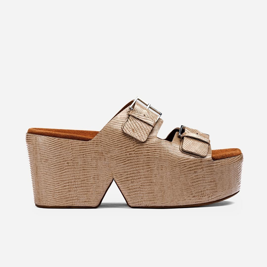 MULES - ESME mules, sand beige lizard printed || OUTLET - ESMET7SANMTEM350 - Clergerie Paris - USA