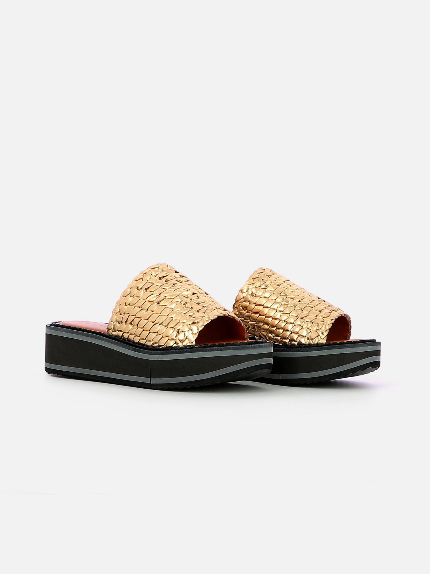 MULES - FABLE, gold nappa braid - Clergerie Paris - USA