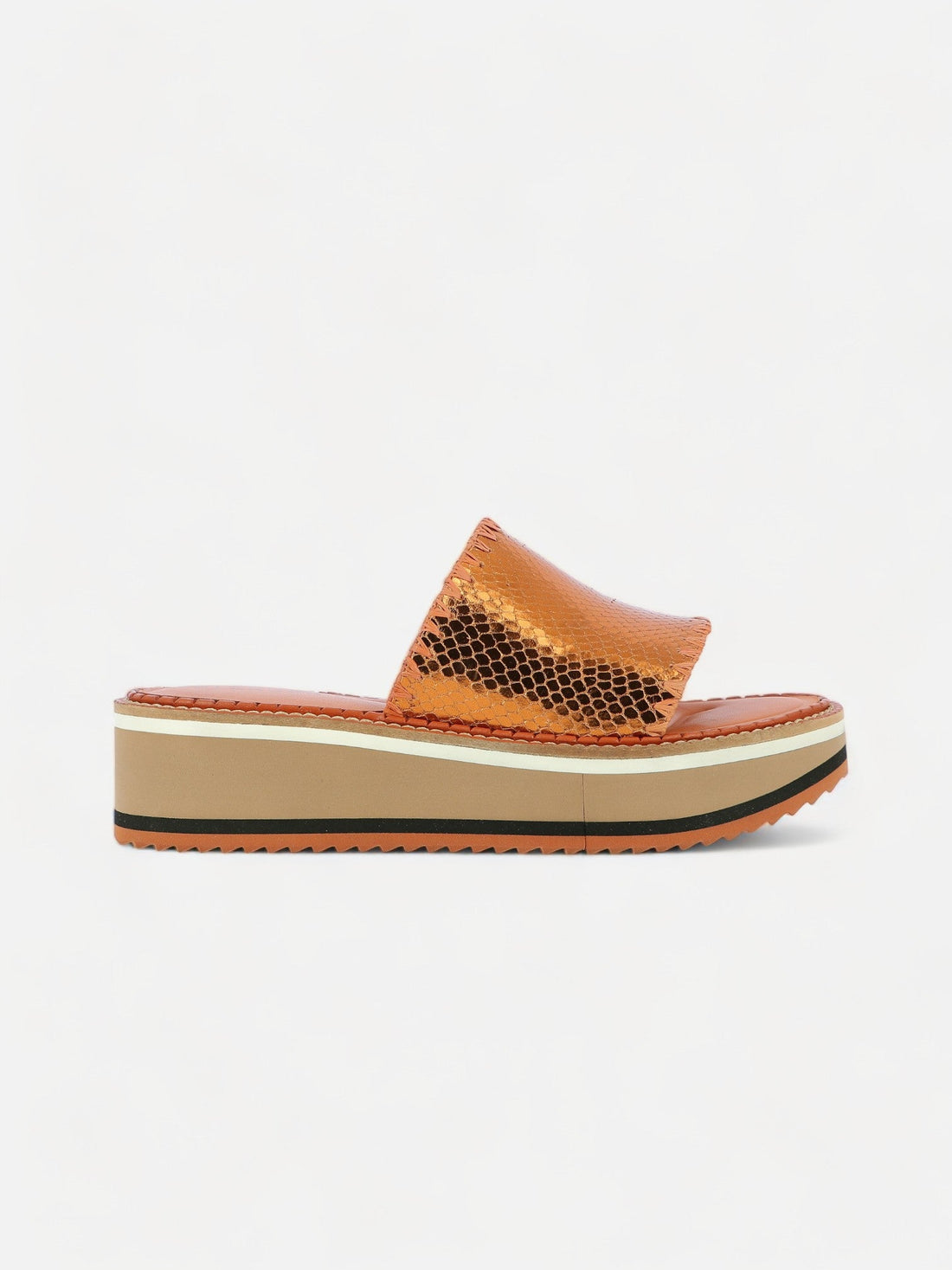 MULES - FAST, metallic snake - effect brown - Clergerie Paris - USA