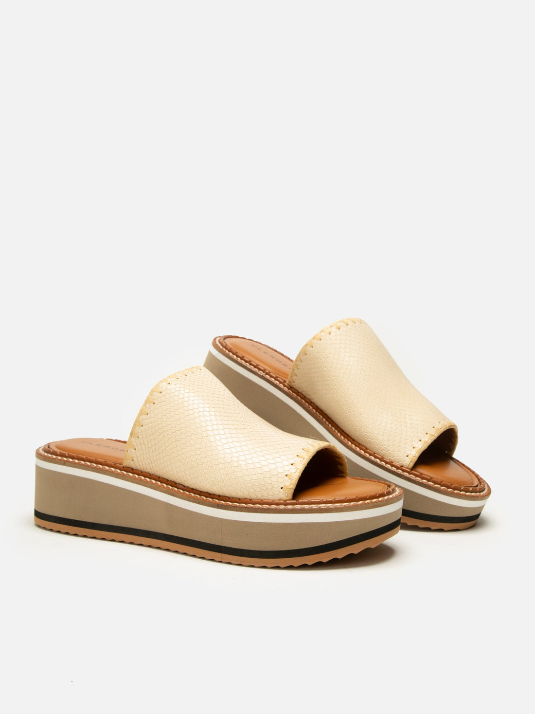 MULES - FASTSR, snake - effect white - Clergerie Paris - USA