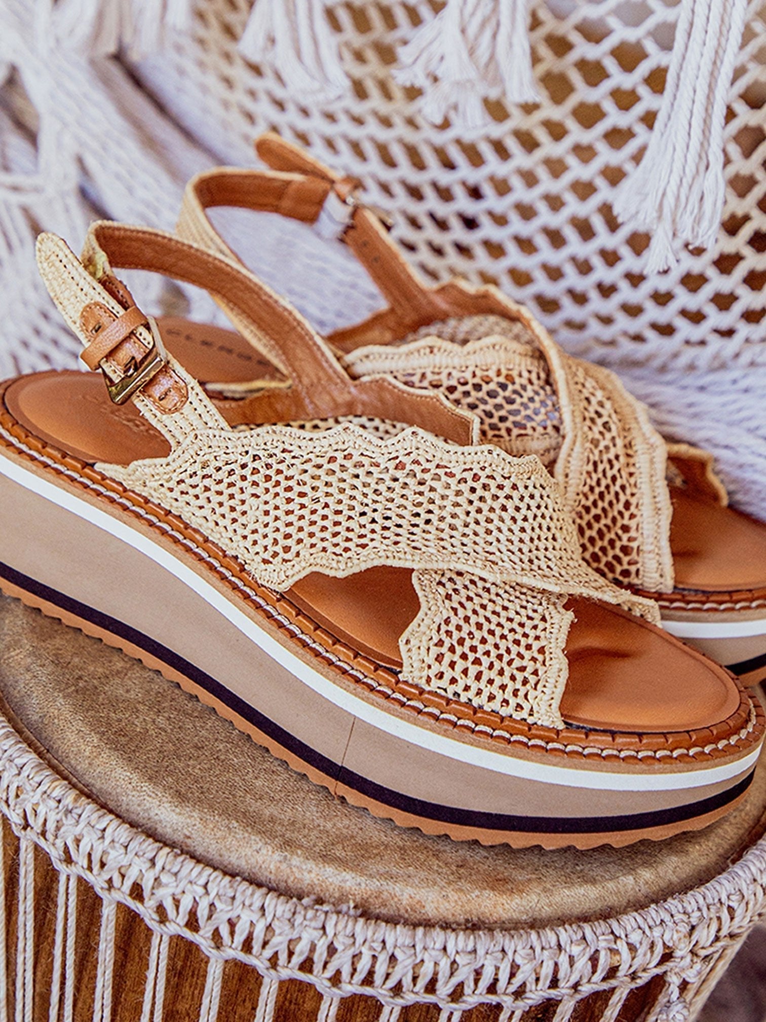 SANDALS - FEEL sandals, natural raffia - FEEL7NTLRFAM350 - Clergerie Paris - USA