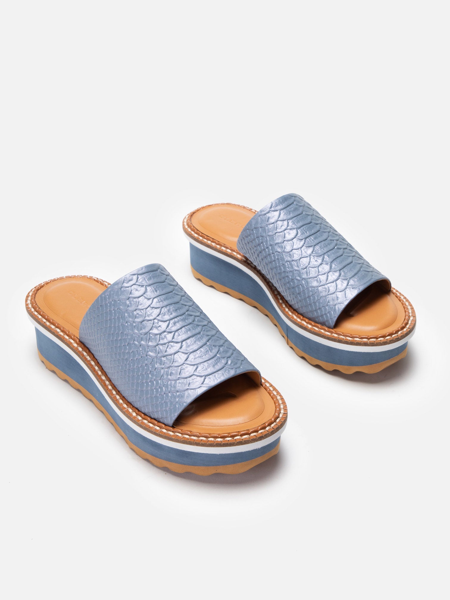 SANDALS - FOLIE, azure snake effect - Clergerie Paris - USA