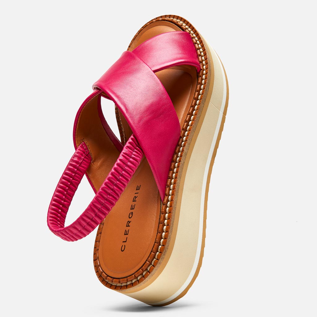 SANDALS - FREEDOM sandals, lambskin hibiscus pink || OUTLET - FREEDOM9HIBNAPM340 - Clergerie Paris - USA
