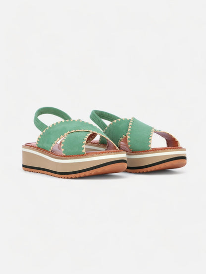 SANDALS - FREEDOM sandals, suede goatskin green - FREEDOSRMOSSUEM340 - Clergerie Paris - USA