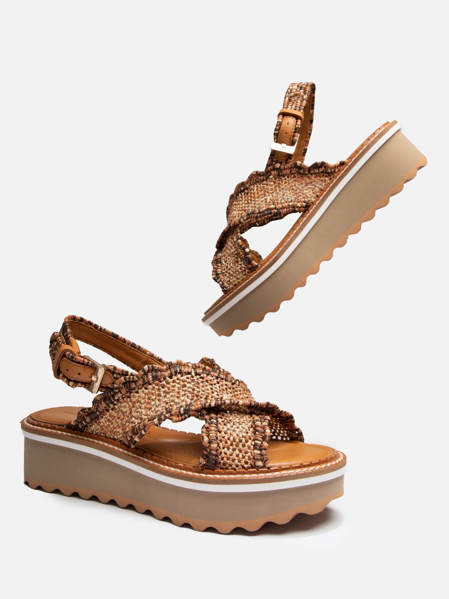 SANDALS - FRESH, brown raffia - Clergerie Paris - USA