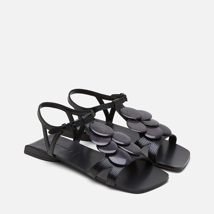 SANDALS - GENUS, black lizard printed || OUTLET - Clergerie Paris - USA