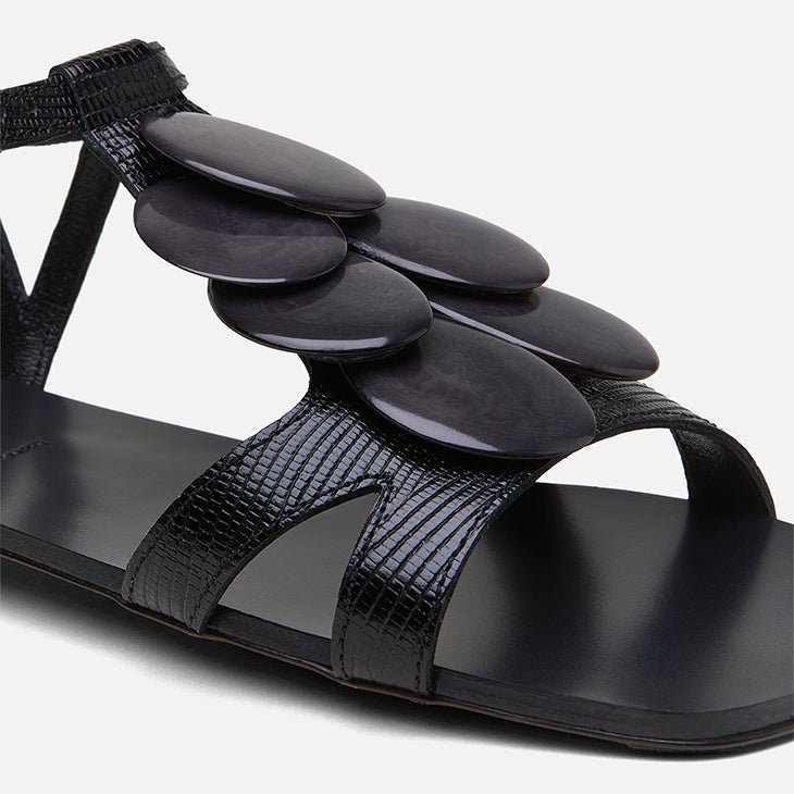 SANDALS - GENUS, black lizard printed || OUTLET - Clergerie Paris - USA