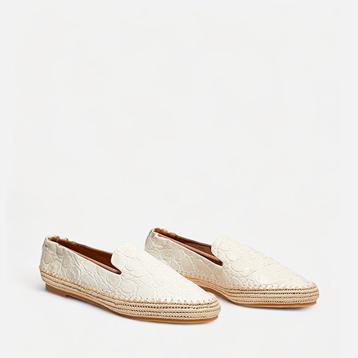 LOAFERS - IRMIS, beige straw croco || OUTLET - Clergerie Paris - USA