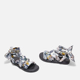 SANDALS - ISABELA, raffia black & printed scarf || OUTLET - Clergerie Paris - USA