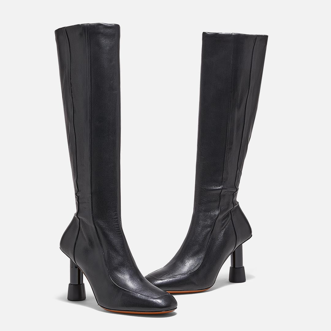 HIGH BOOTS - KARL boots, lambskin black - KARLBLKNAPM350 - Clergerie Paris - USA