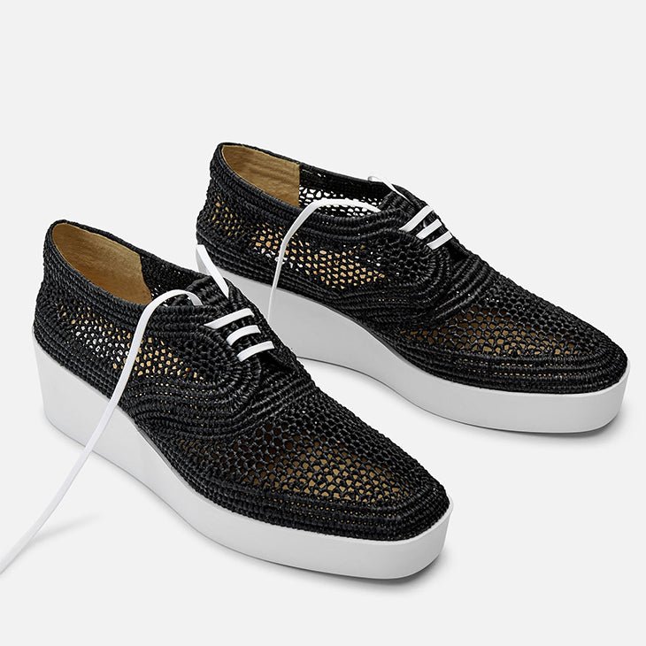 DERBIES - LISA, black raffia || OUTLET - Clergerie Paris - USA