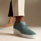 DERBIES - LISA derbies, light blue raffia || OUTLET - LISATORRAFM350 - Clergerie Paris - USA