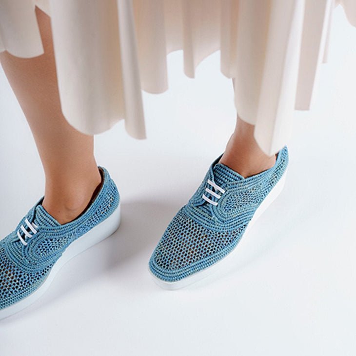 DERBIES - LISA, light blue raffia || OUTLET - Clergerie Paris - USA