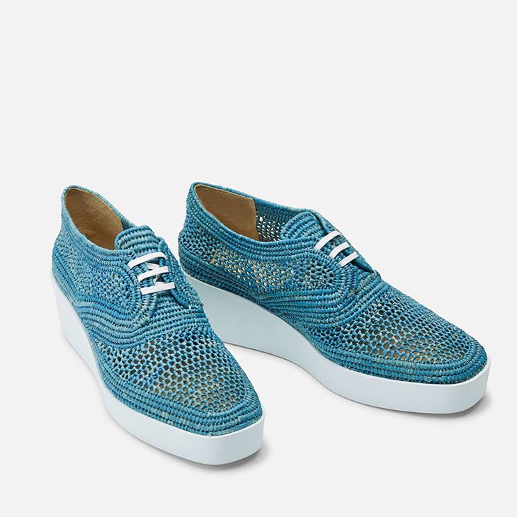 DERBIES - LISA, light blue raffia || OUTLET - Clergerie Paris - USA