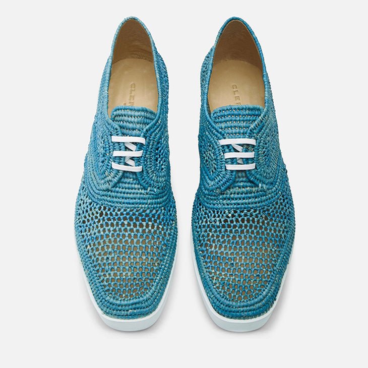 DERBIES - LISA, light blue raffia || OUTLET - Clergerie Paris - USA