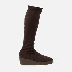 HIGH BOOTS - LOANE, suede stretch brown - Clergerie Paris - USA