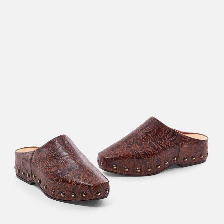 MULES - MAX, brown embossed - Clergerie Paris - USA