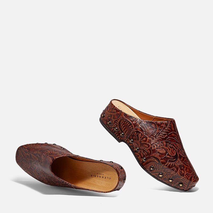 MULES - MAX, brown embossed - Clergerie Paris - USA