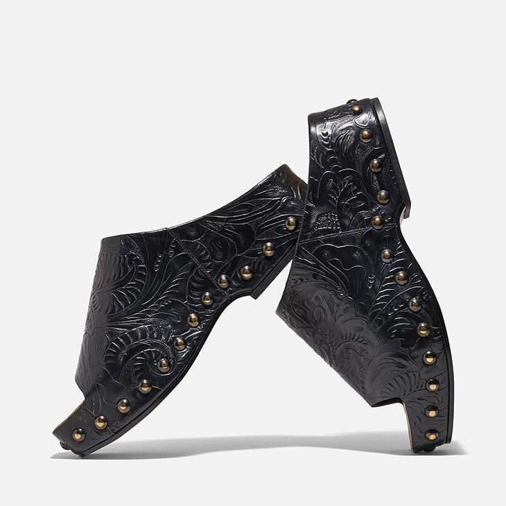 MULES - MIA, black embossed || OUTLET - Clergerie Paris - USA