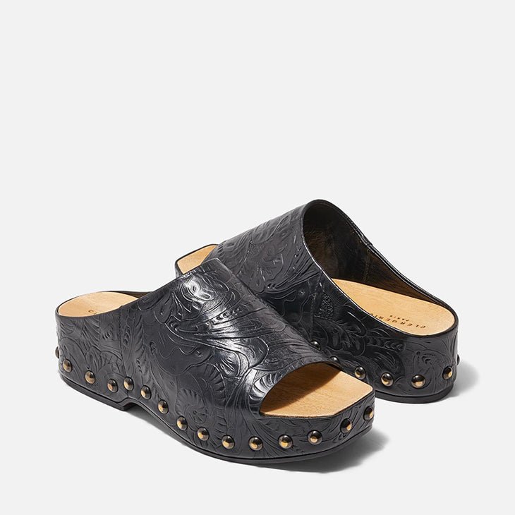 MULES - MIA, black embossed || OUTLET - Clergerie Paris - USA