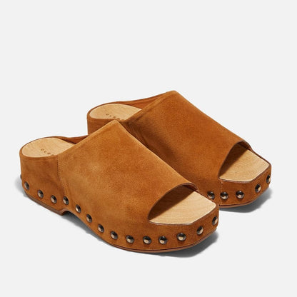 MULES - MIA mules, brown suede calfskin || OUTLET - MIAWOOCRUM350 - Clergerie Paris - USA