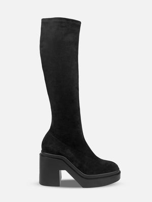 HIGH BOOTS - NALINI, suede stretch black - Clergerie Paris - USA