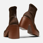 ANKLE BOOTS - NINA, stretch linen coconut brown || OUTLET - Clergerie Paris - USA