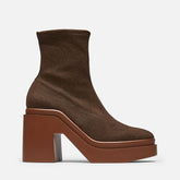 ANKLE BOOTS - NINA, stretch linen coconut brown || OUTLET - Clergerie Paris - USA