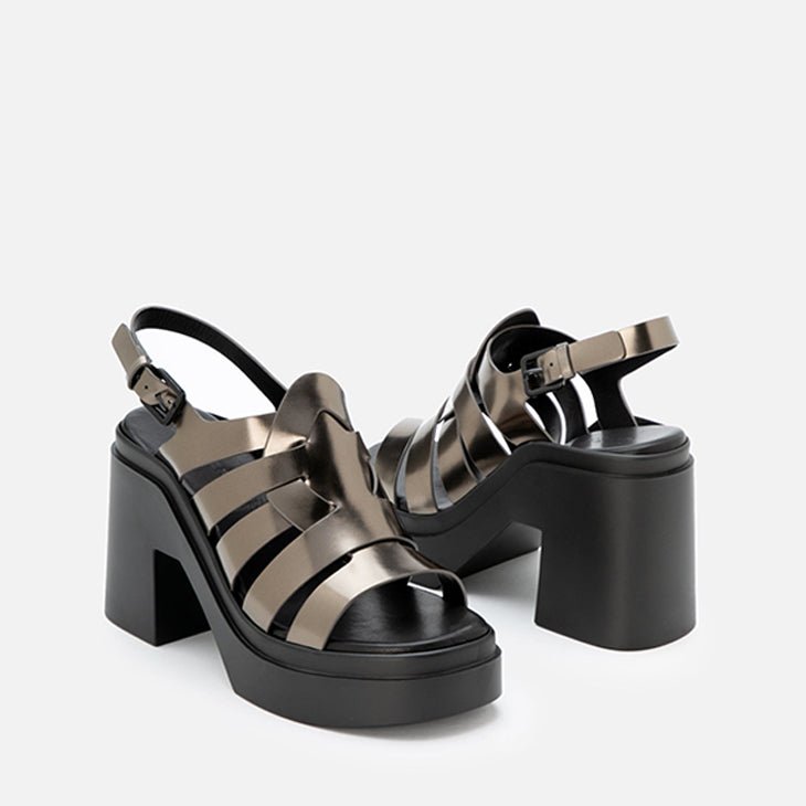 SANDALS - NINDY, gloss metallic gobi - Clergerie Paris - USA