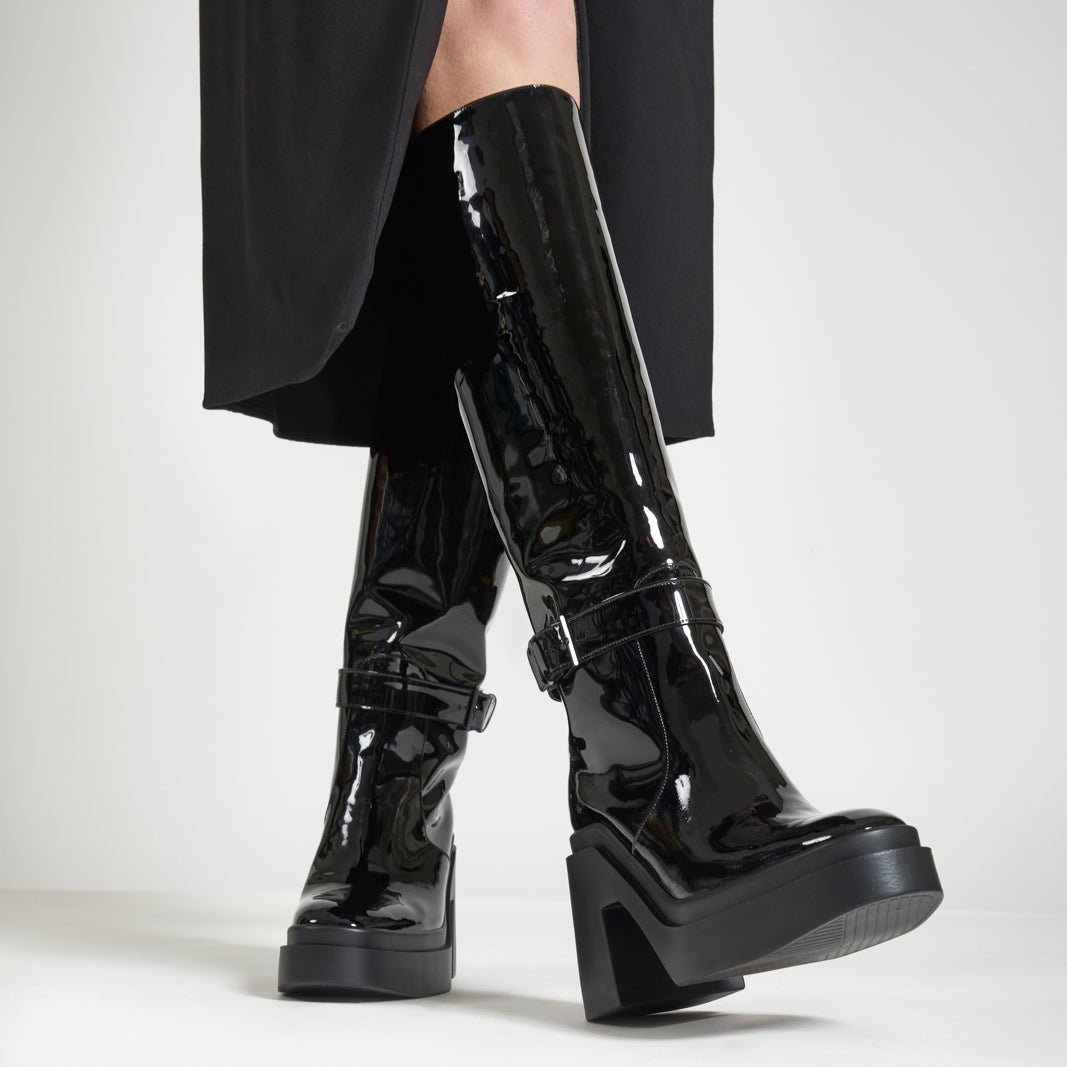 HIGH BOOTS - NINON boots, patent calfskin black || OUTLET - NINONVBLCPATM350 - Clergerie Paris - USA