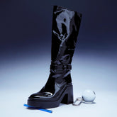 HIGH BOOTS - NINON boots, patent calfskin black || OUTLET - NINONVBLCPATM350 - Clergerie Paris - USA